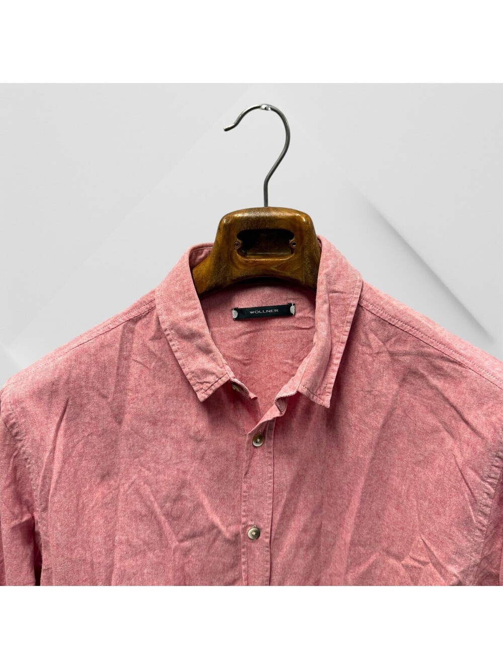 Wollner Mens Button Down Shirt Pink Linen Blend Watercolor L large